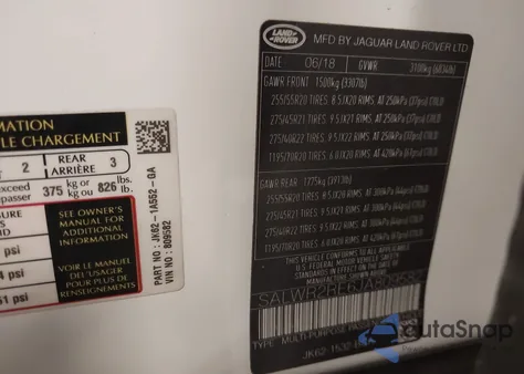 2018 Land Rover Range Rover Sport Supercharged/Supercharged Dynamic из США, поврежденный, VIN SALWR2RE6JA809582